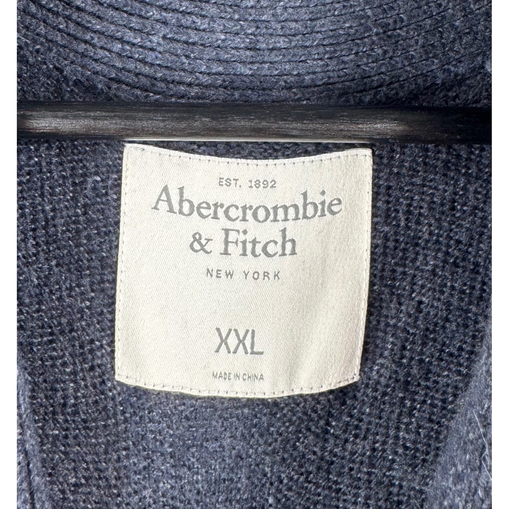 Abercrombie & Fitch Cardigan sz XXL Blue Shawl Collar preppy money fisherman - Picture 2 of 6